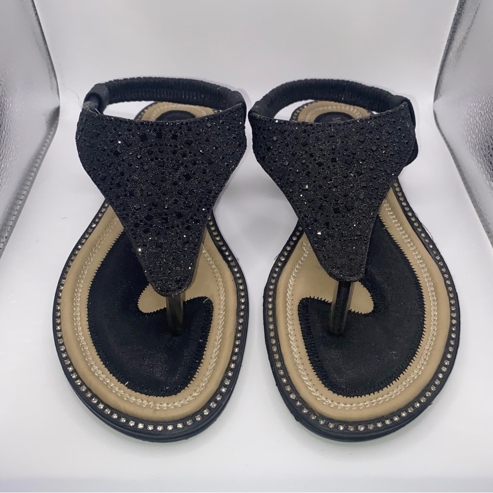 MICHAEL KORS Women’s Black Sparkly Thong Sandal Sling Back Strap Size 38 US 7.5